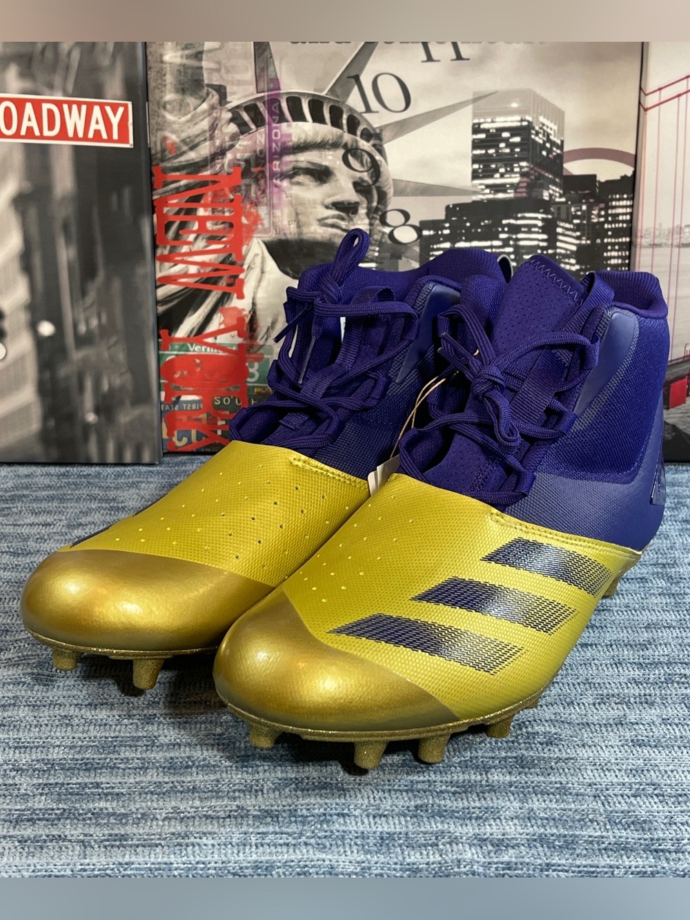 Adidas Men's SM Adizero Chaos 2E Football Cleats Gold Purple Sz 13 JH5735 NEW